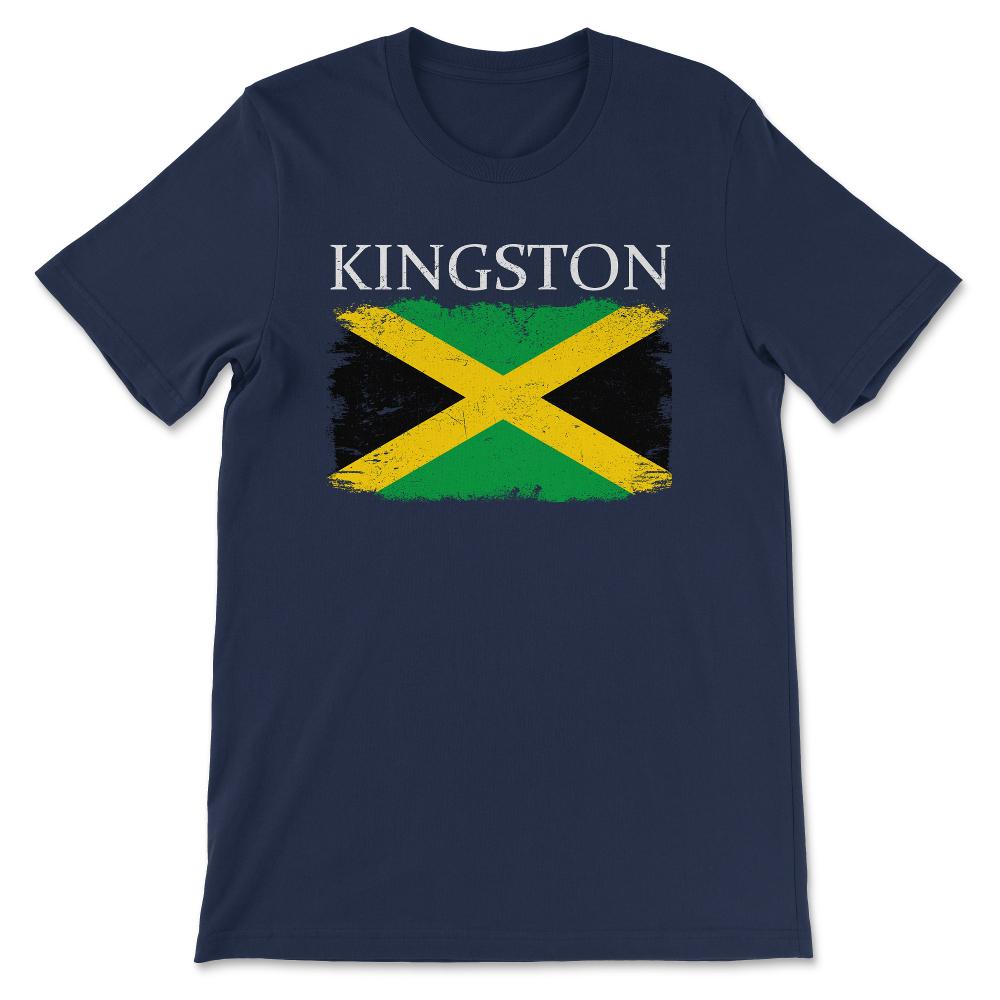 Kingston Jamaica Flag Jamaica Capital Jamaica Tourist Gift Tee - - Navy