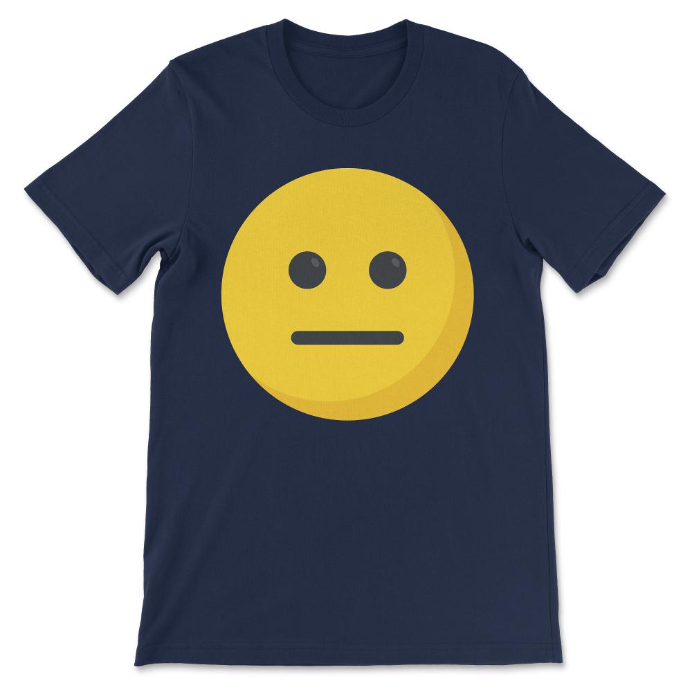 Funny Straight Face Emoticon Cute Neutral Face Emoticon design Gift - Navy