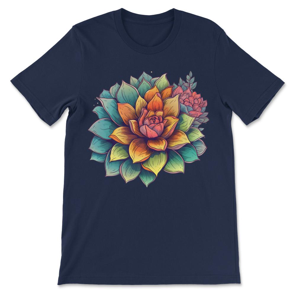 Cactus Blooming Cacti Succulent Lover Wildflower Flower Cute Gift Tee - Navy
