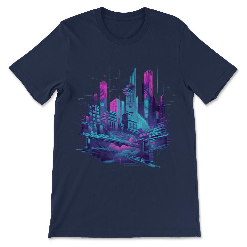 Done - Futuristic City Illustration Aesthetic Dystopian Cyber Punk - Navy