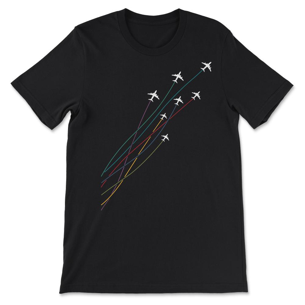 Pilot Colorful Flying Passenger Airplanes Aeroplanes Gift print Gift - Black