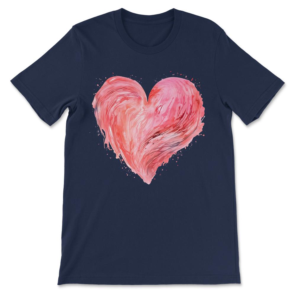 Heart - Cute Floral Pink Heart Love Women Girls Wife Mom Gift Tee - - Navy