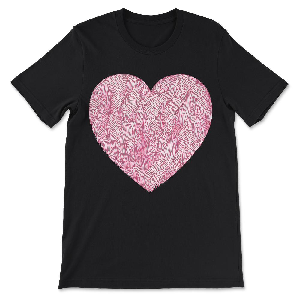 Heart - Cute Floral Pink Heart Love Women Girls Wife Mom Gift Tee - - Black