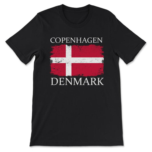 Copenhagen Denmark Flag Copenhagen Tourist Denmark Tourist Gift Tee - - Black