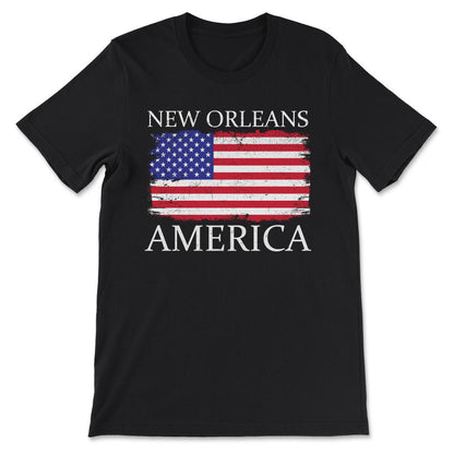 New Orleans America Flag America Tourist New Orleans Visitor Gift Tee - Black