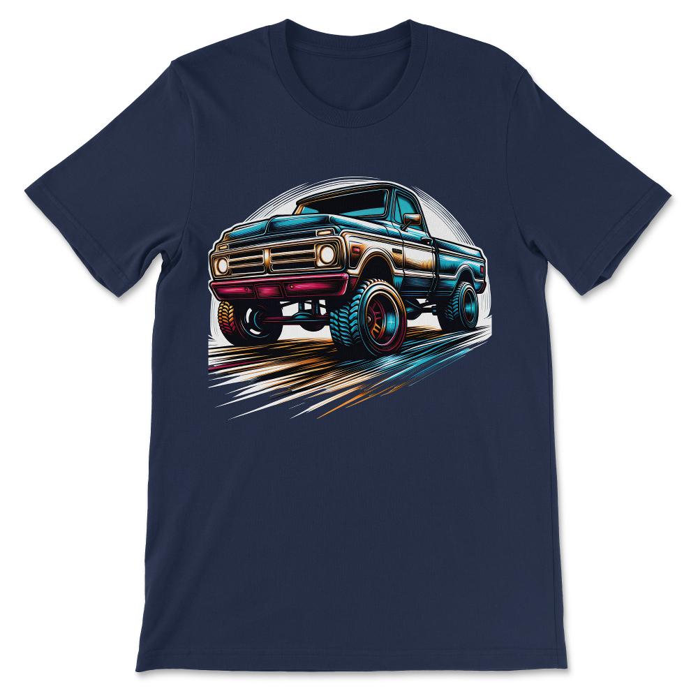 Truck Vintage Old Classic School American Pickup Retro Farm Gift Tee - Navy