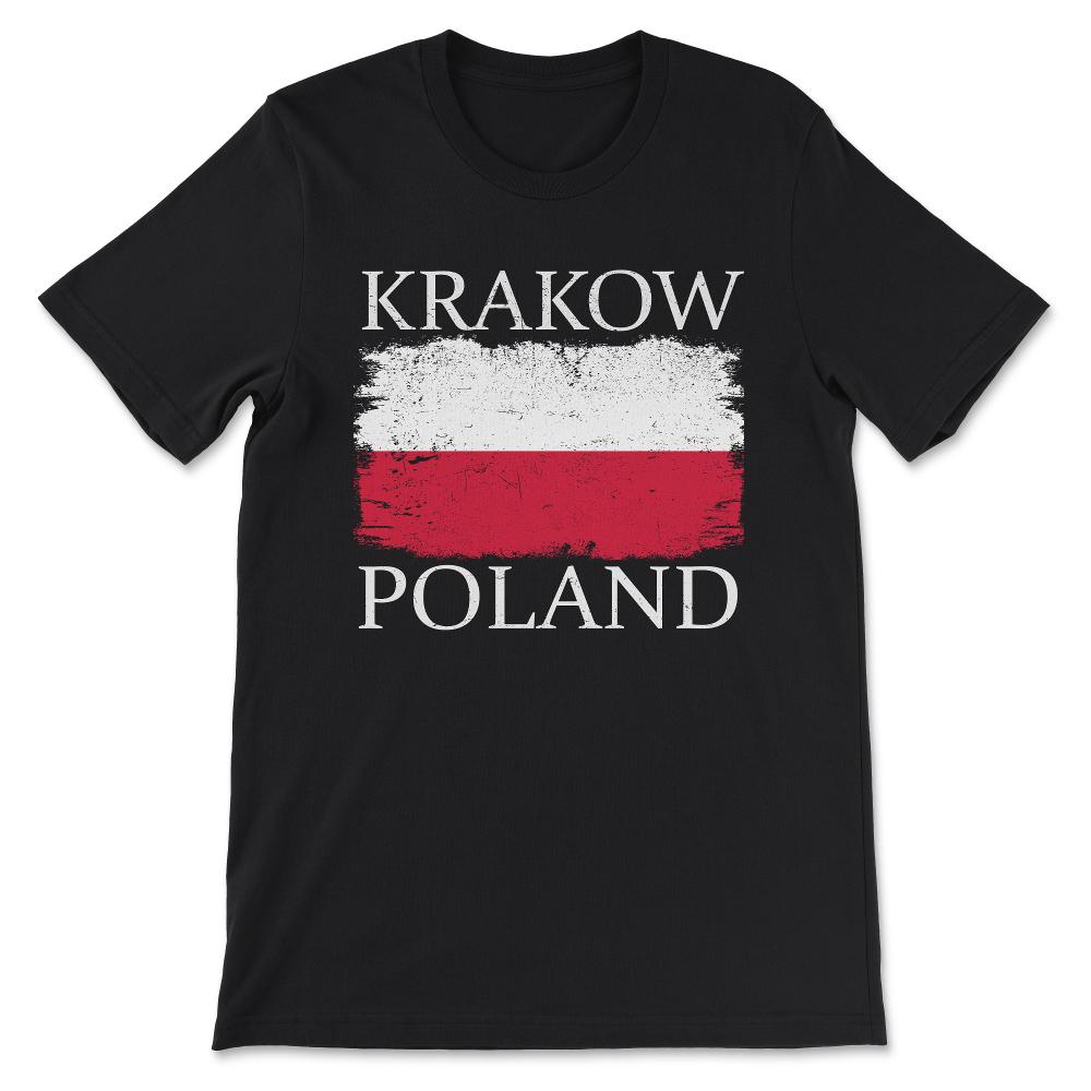 Krakow Poland Krakow Flag Poland Tourist Poland Flag Gift Tee - - Black