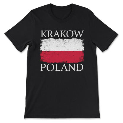 Krakow Poland Krakow Flag Poland Tourist Poland Flag Gift Tee - - Black