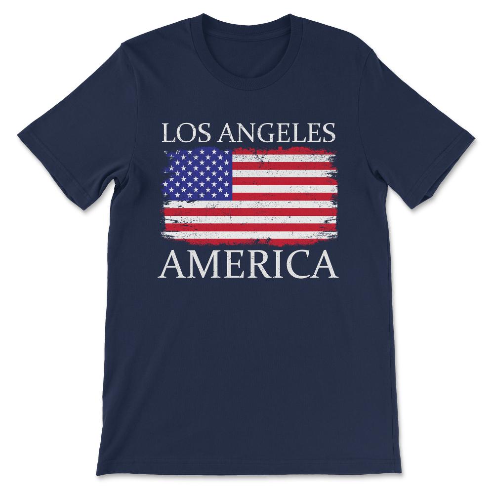 Los Angeles America Flag America Tourist Los Angeles Visitor Gift Tee - Navy