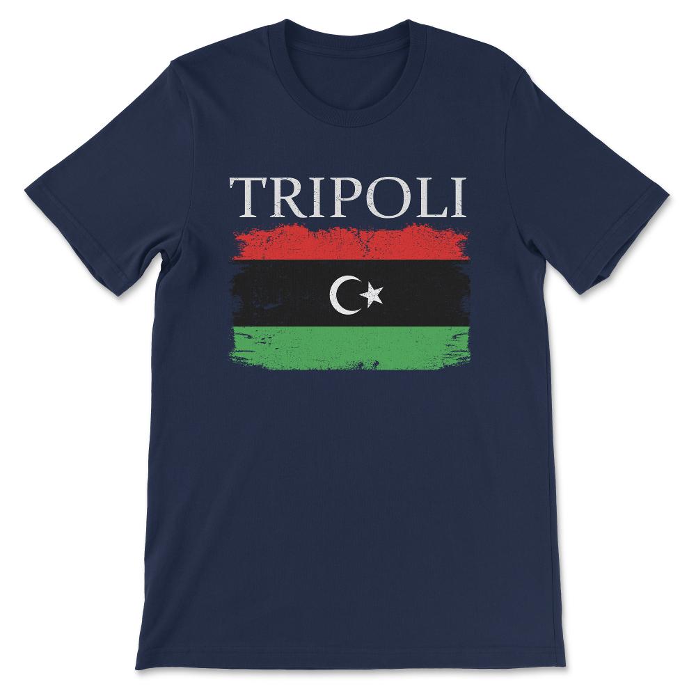 Tripoli Libya Flag Capital City Libya Tripoli Tourist Gift Tee - - Navy