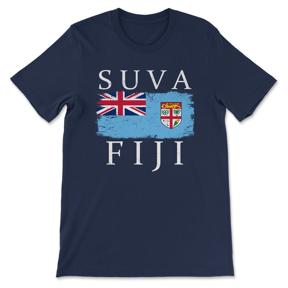 Suva Fiji Flag Fiji Tourist Suva Tourist Capital Suva Gift Tee - - Navy