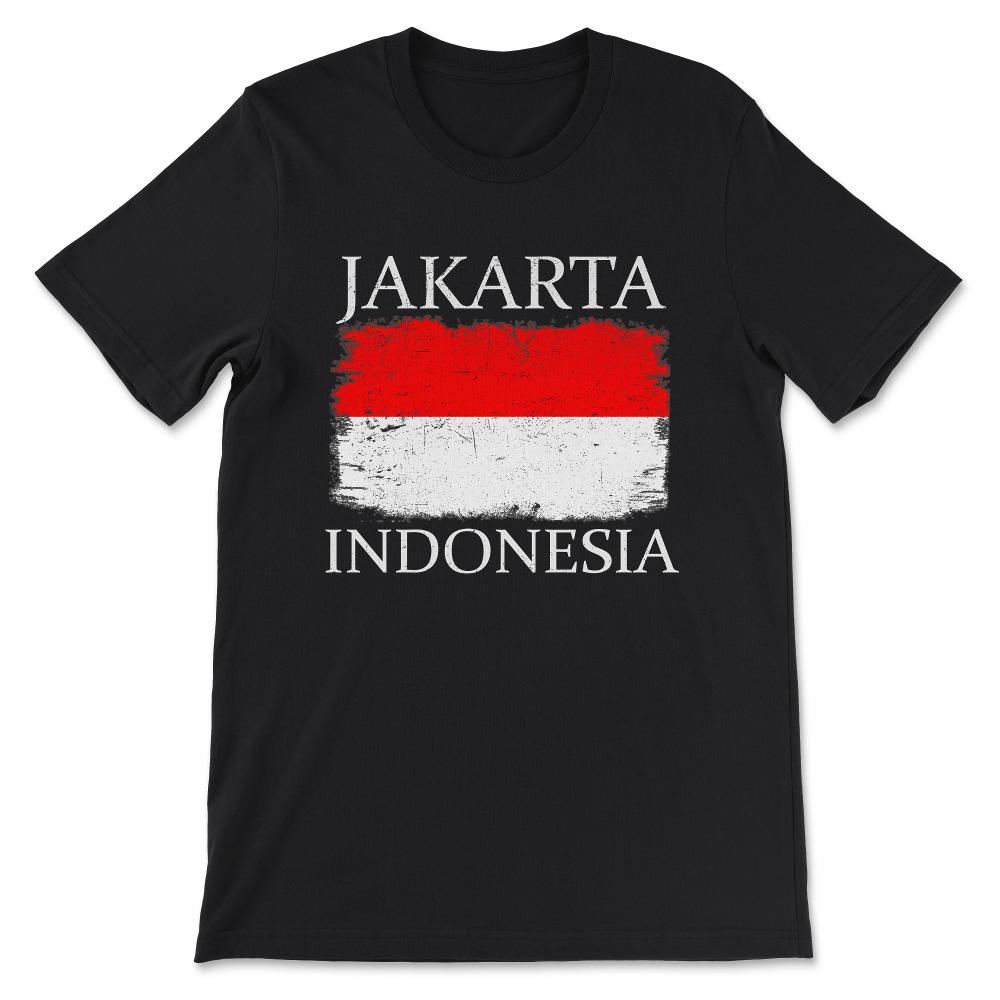 Jakarta Indonesia Flag Indonesia Tourist Jakarta Tourist Gift Tee - - Black