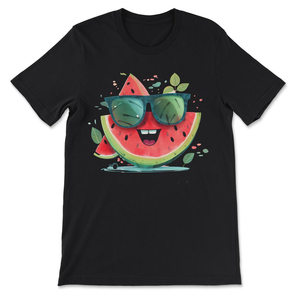 Watermelon Funny Summer Fruit Sunglasses Family Tropical Fun Gift Tee - Black