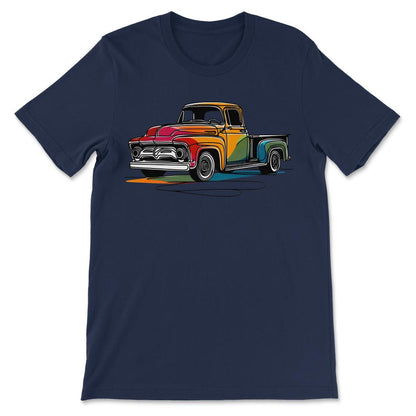 Truck Vintage Old Classic School American Pickup Retro Farm Gift Tee - Navy