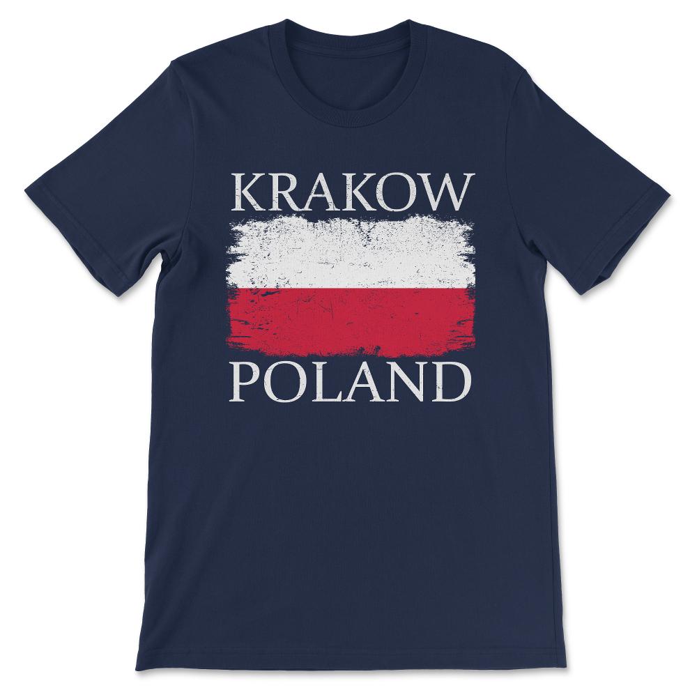 Krakow Poland Krakow Flag Poland Tourist Poland Flag Gift Tee - - Navy
