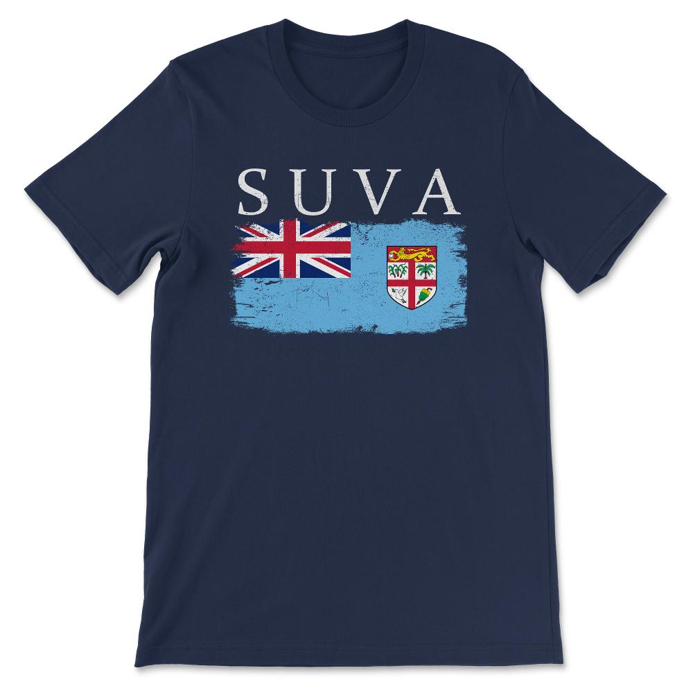 Suva Fiji Flag Fiji Tourist Suva Tourist Capital Suva Gift Tee - - Navy