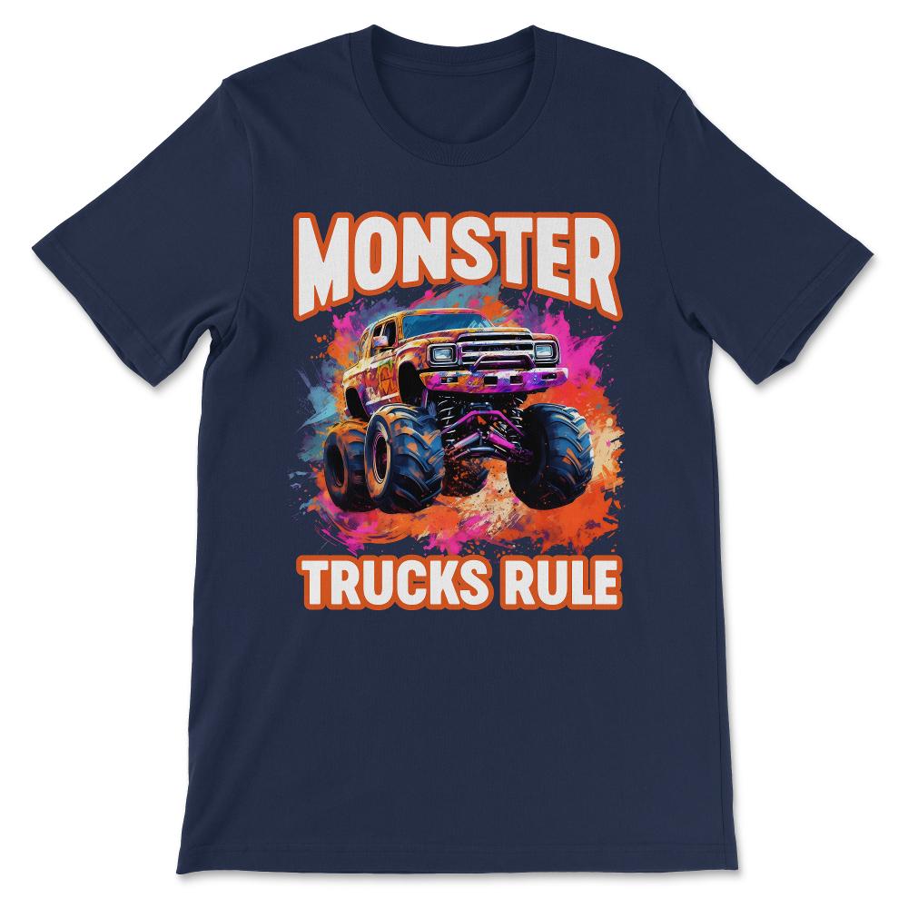 Truck Retro Race Big Vintage Kindergarten Back School Fun Gift Tee - - Navy