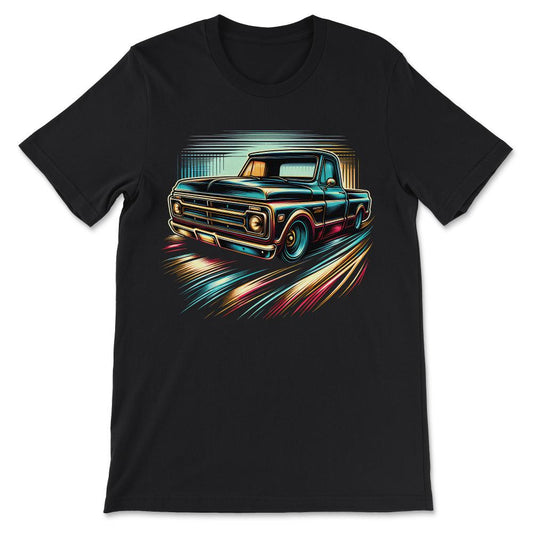 Truck Vintage Old Classic School American Pickup Retro Farm Gift Tee - Black