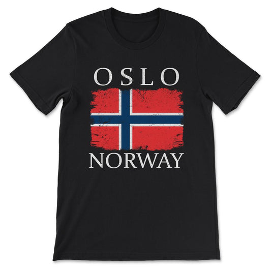 Oslo Norway Flag Capital Norway Oslo Visitor Norway Tourist Gift Tee - Black