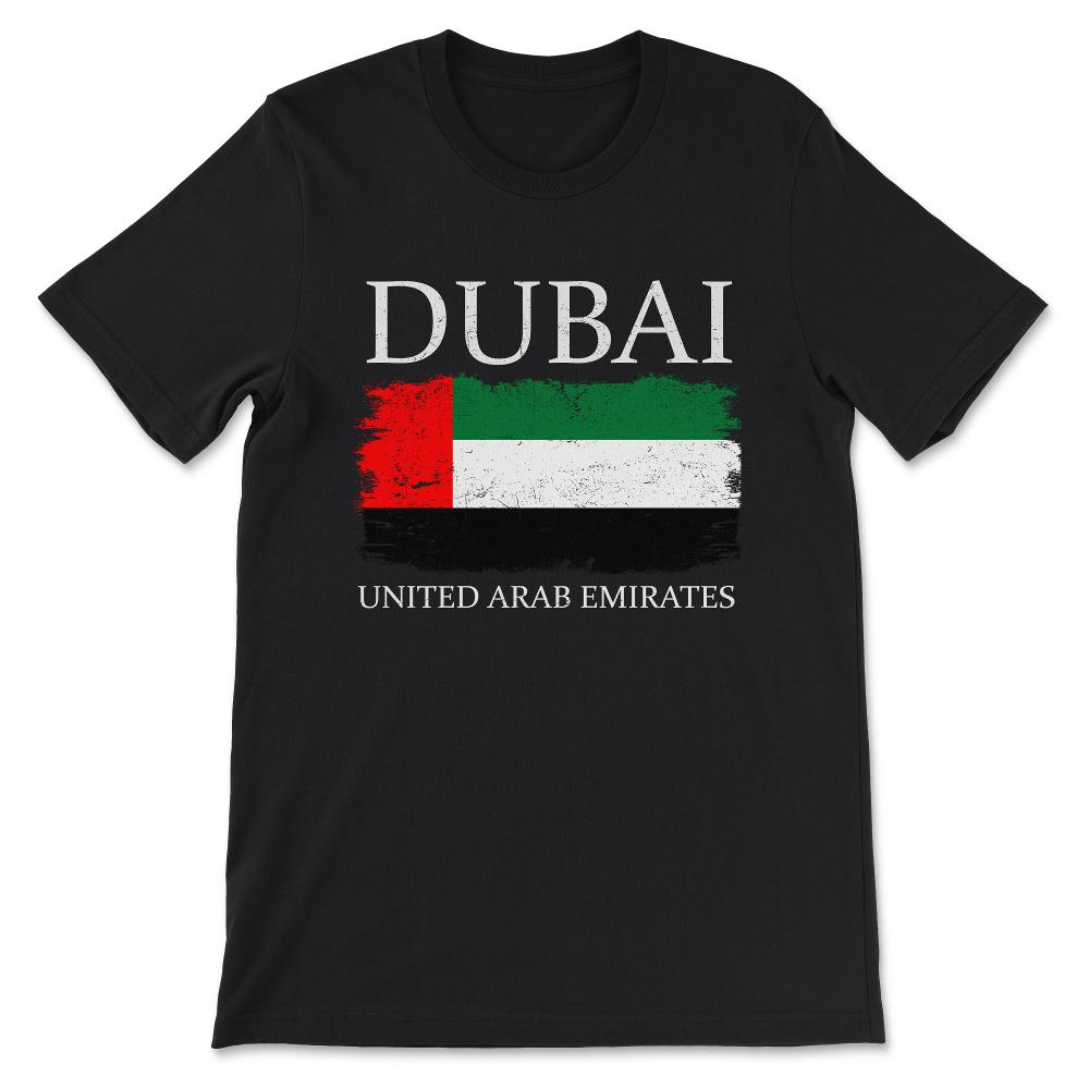 Dubai United Arab Emirates Flag UAE Tourist Dubai Visitor Gift Tee - - Black