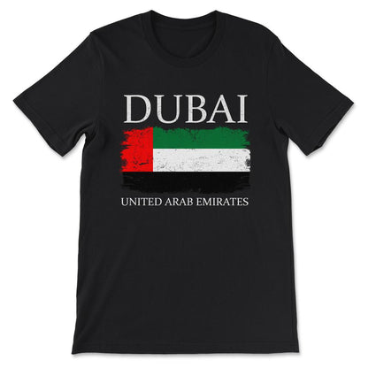 Dubai United Arab Emirates Flag UAE Tourist Dubai Visitor Gift Tee - - Black