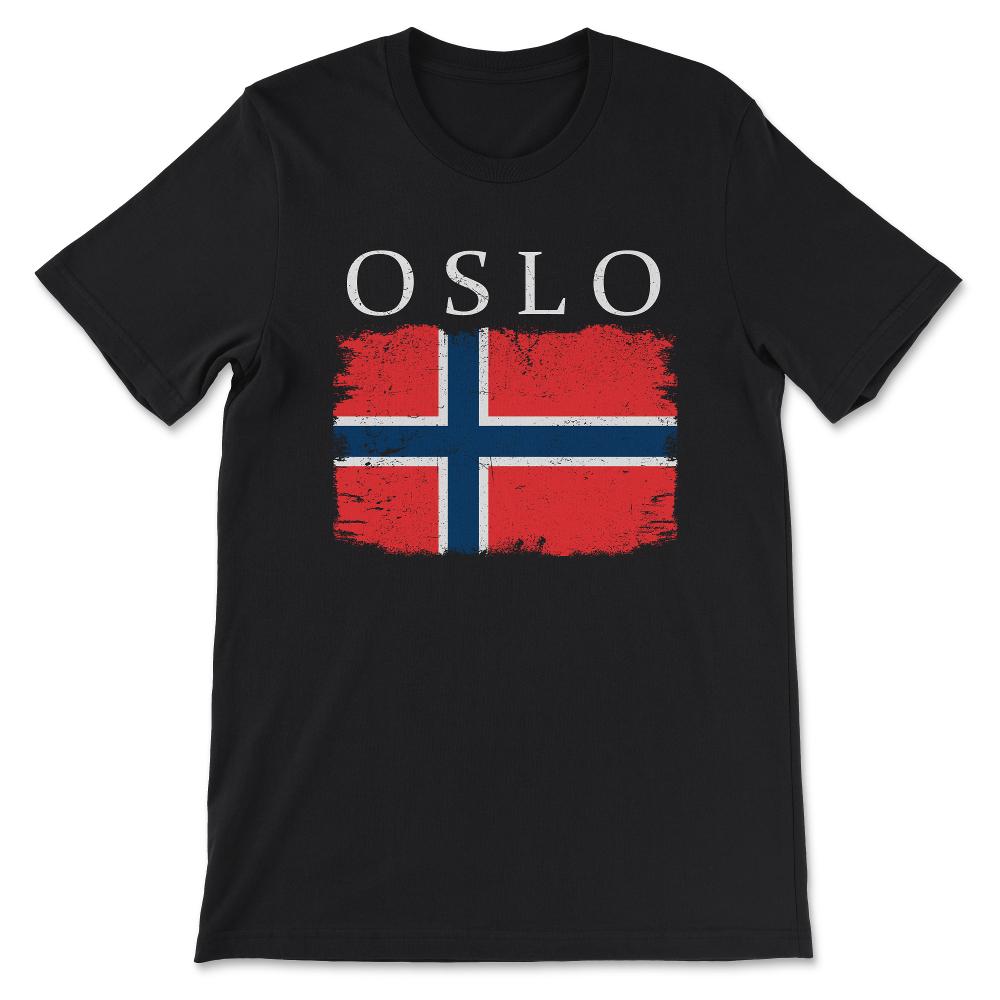 Oslo Norway Flag Capital Norway Oslo Visitor Norway Tourist Gift Tee - Black