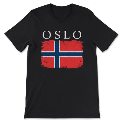 Oslo Norway Flag Capital Norway Oslo Visitor Norway Tourist Gift Tee - Black