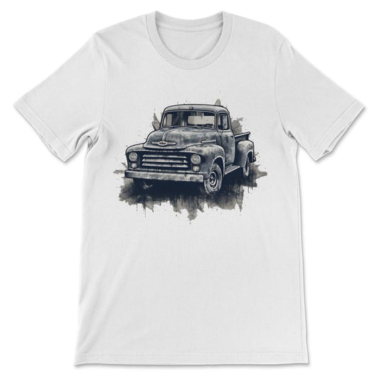 Truck Vintage Old Classic School American Pickup Retro Farm Gift Tee - White