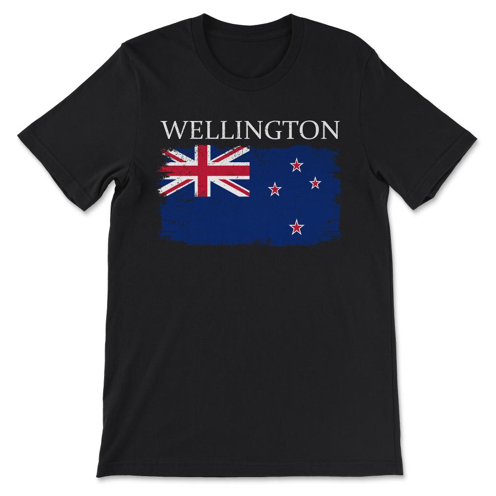 Wellington New Zealand Flag Capital City New Zealand Gift Tee - - Black