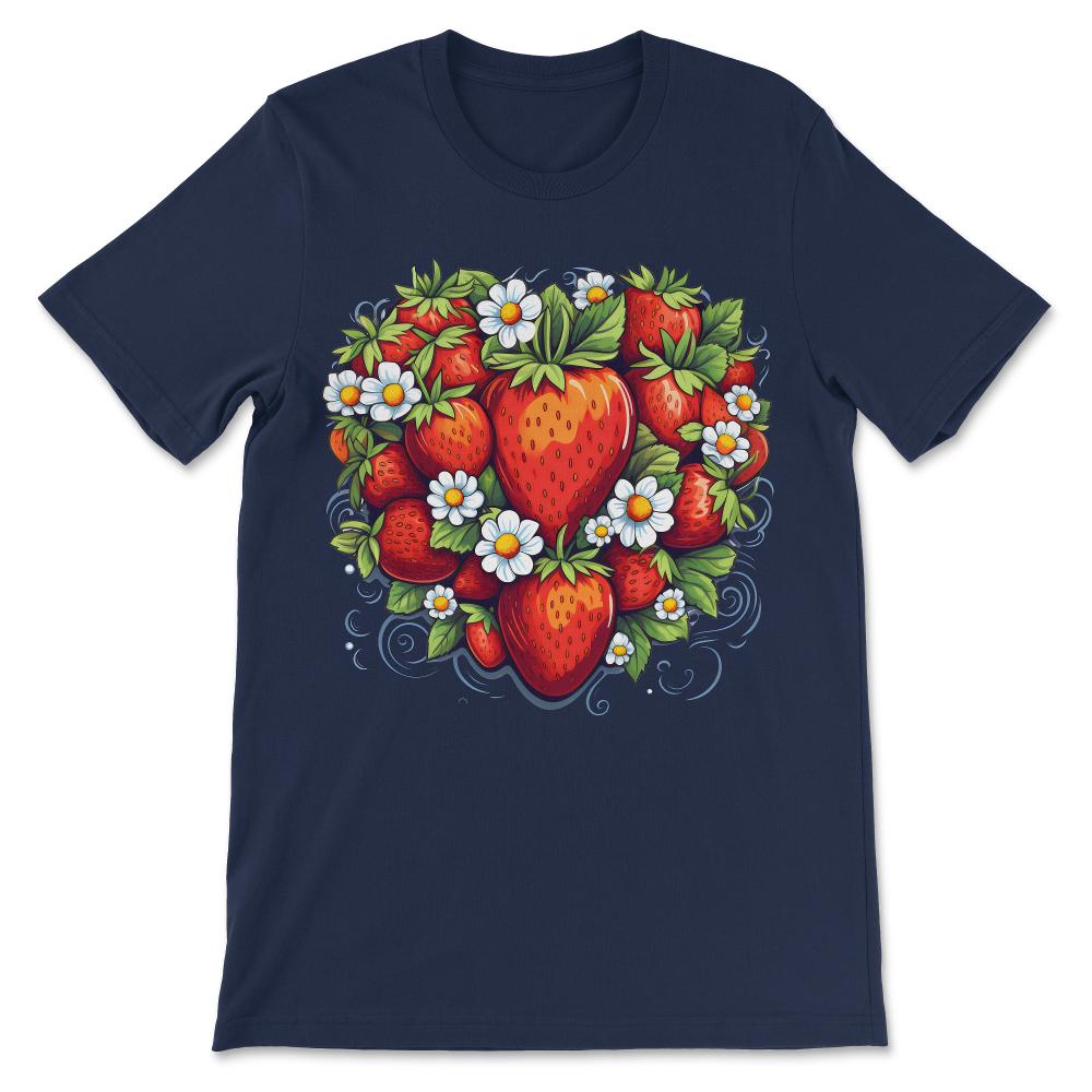 Strawberry Berry Lover Heart Fruits Good Cute Festival Sweet Gift Tee - Navy