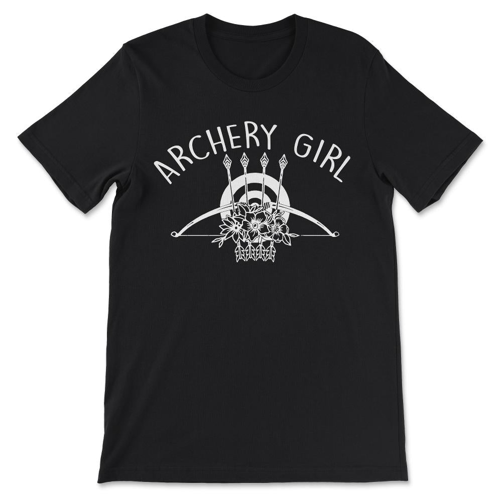 Archery Girl Bow Arrow Flowers Archer Archery Player Sport Gift Tee - - Black