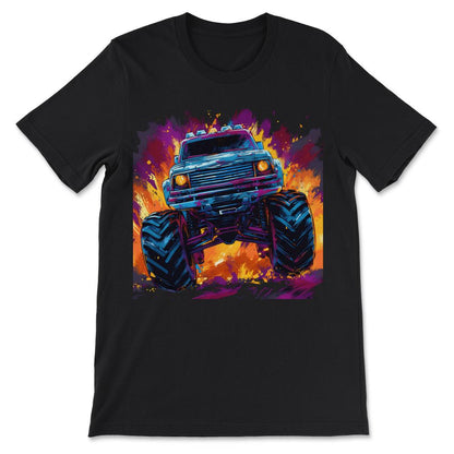 Monster Truck Big Retro Race Dad Trucker Lover Jam Vintage Gift Tee - - Black