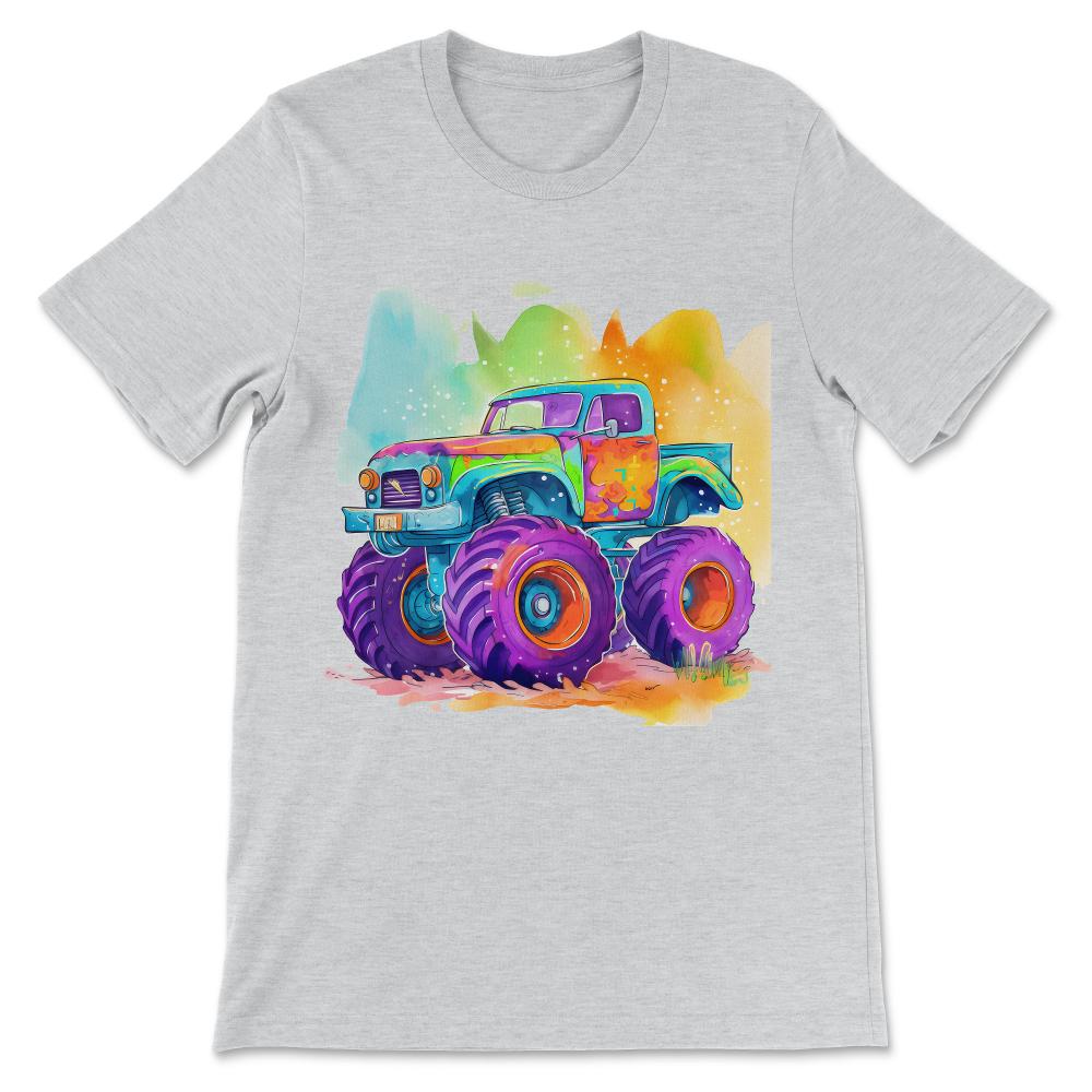 Monster Truck Big Retro Race Dad Trucker Lover Jam Vintage Gift Tee - - Ash