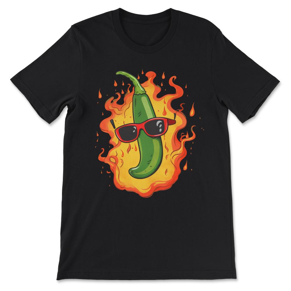 Chili Funny Pepper Hot Spicy Food Lovers Heat Fire Mexican Gift Tee - - Black