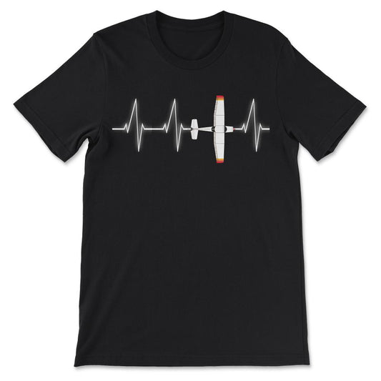 Pilot Airplane Heartbeat Aeroplane Pilot Birthday Gift design Gift - Black