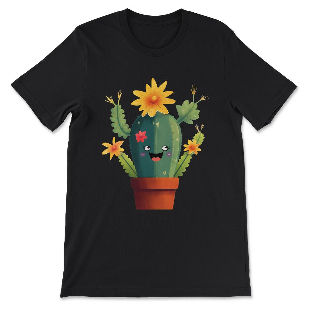 Cute Cactus Florist Succulent Lover Potted Plant Gardening Gift Tee - - Black