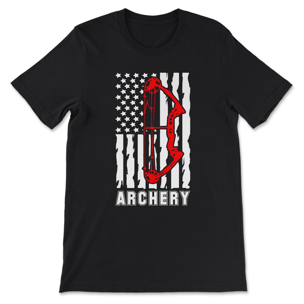 Archery USA Flag Bow Archer Bowman Archery Coach Player Gift Tee - - Black