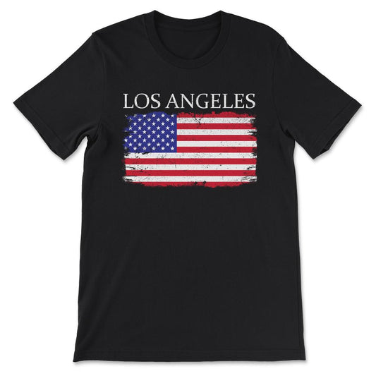 Los Angeles America Flag America Tourist Los Angeles Visitor Gift Tee - Black