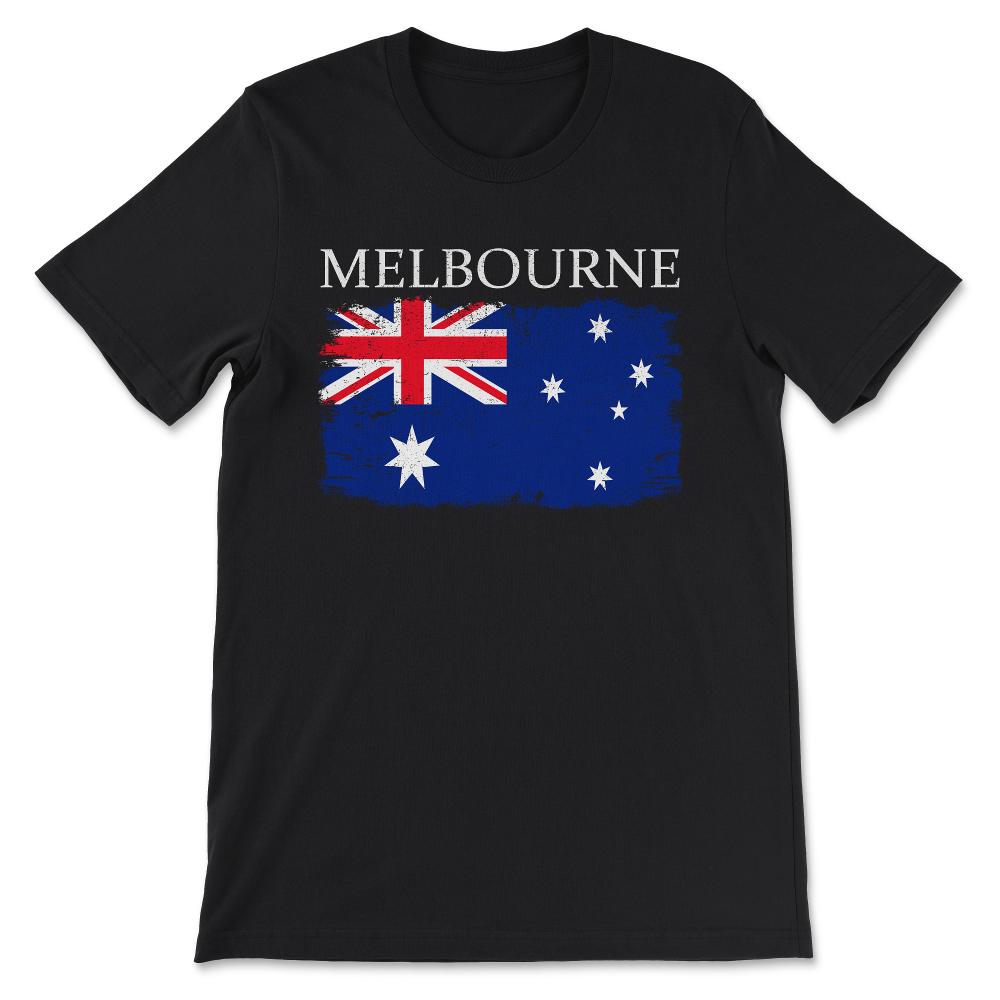 Melbourne Australia Flag Melbourne Tourist Australia Visitor Gift Tee - Black