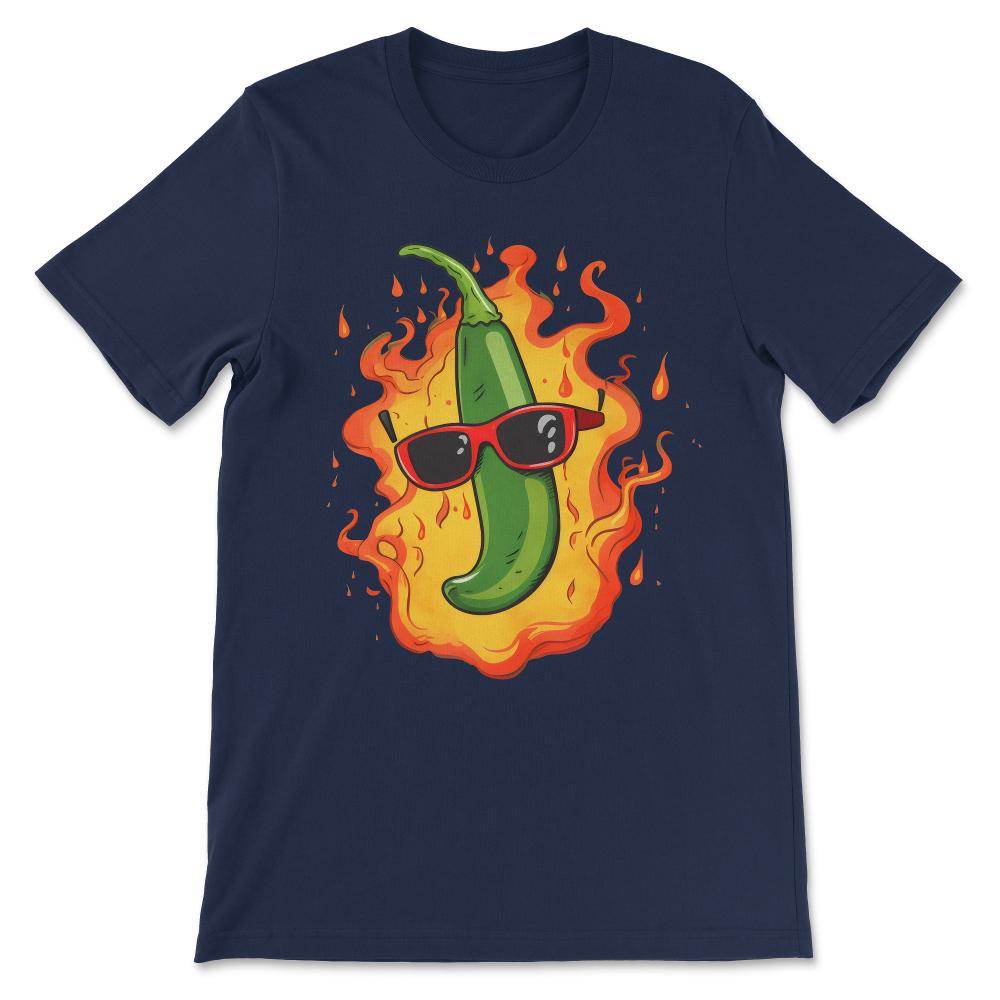 Chili Funny Pepper Hot Spicy Food Lovers Heat Fire Mexican Gift Tee - - Navy