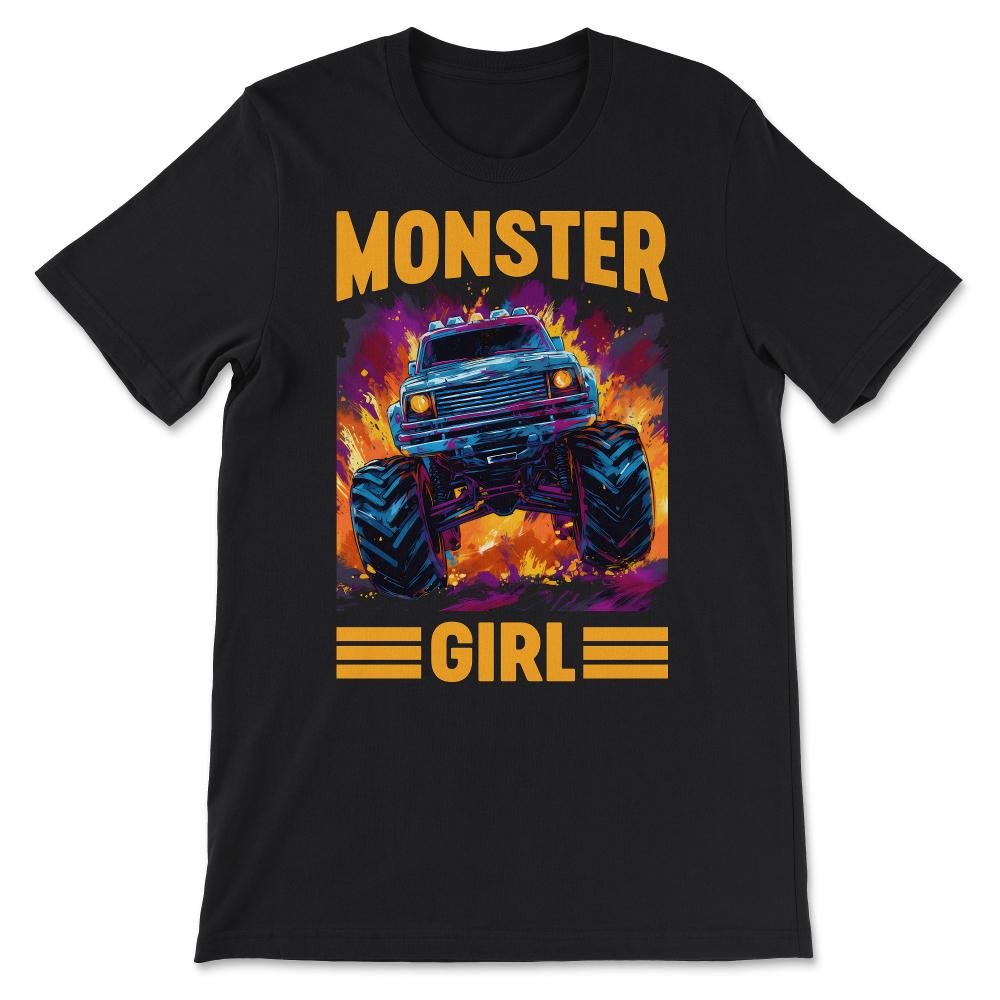 Monster Girl Retro Race Big Monster Vintage Back School Fun Gift Tee - Black