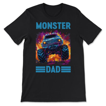 Monster Truck Dad - Monster Dad - Dad Trucker Retro Vintage Gift Tee - Black