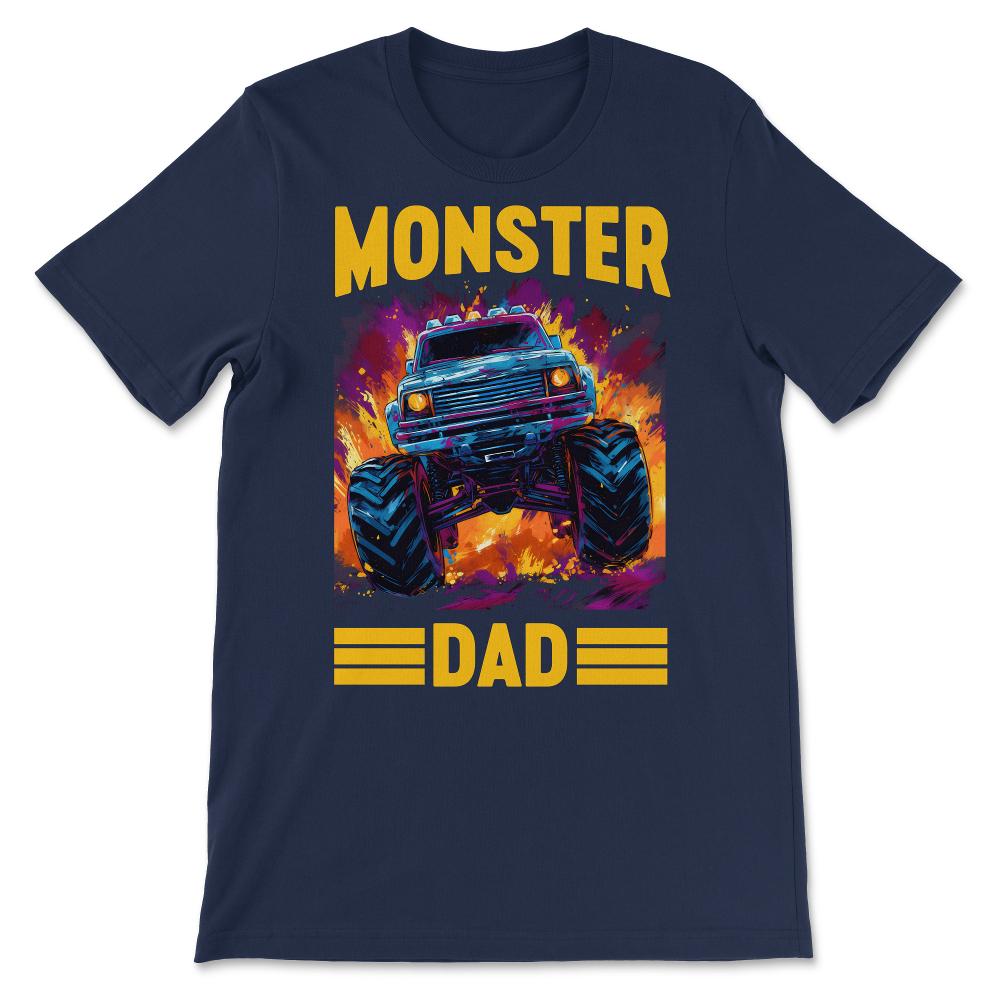 Monster Truck Dad - Monster Dad - Dad Trucker Retro Vintage Gift Tee - Navy