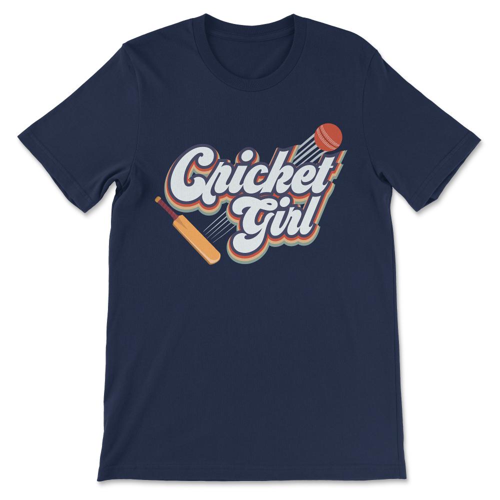 Cricket Girl Cricketer Girl Batting Girl Bowler Girl Sports Gift Tee - Navy