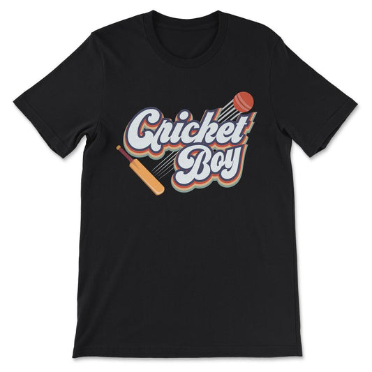 Cricket Boy Batsman Boy Bowler Boy Cricketer Cricket Man Gift Tee - - Black