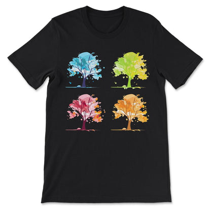 Done - Four Seasons Tree Lover Colorful Landscape Nature Lifecycle - Black