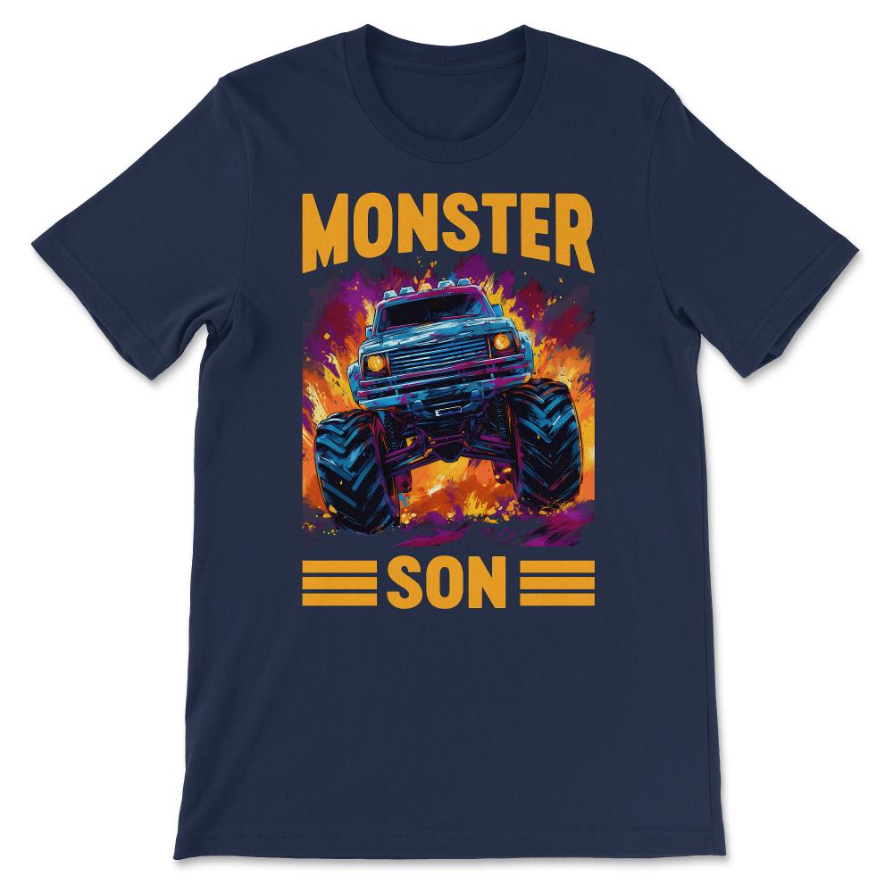 Monster Trucker Son Retro Race Trucker Lover Jam Vintage Gift Tee - - Navy