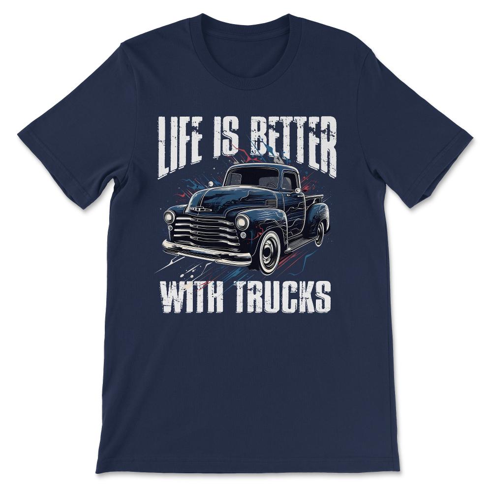 Truck Vintage Old Classic School American Pickup Retro Farm Gift Tee - Navy