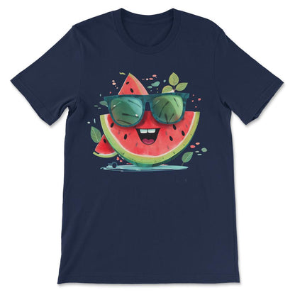 Watermelon Funny Summer Fruit Sunglasses Family Tropical Fun Gift Tee - Navy