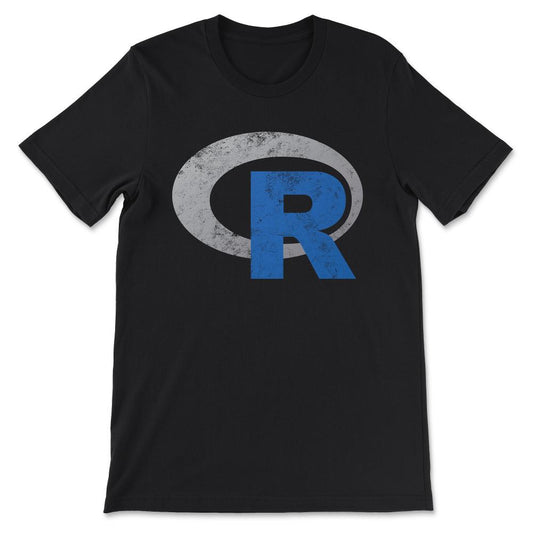 R logo programming Vintage Distressed design Gift Tee - Unisex T-Shirt - Black